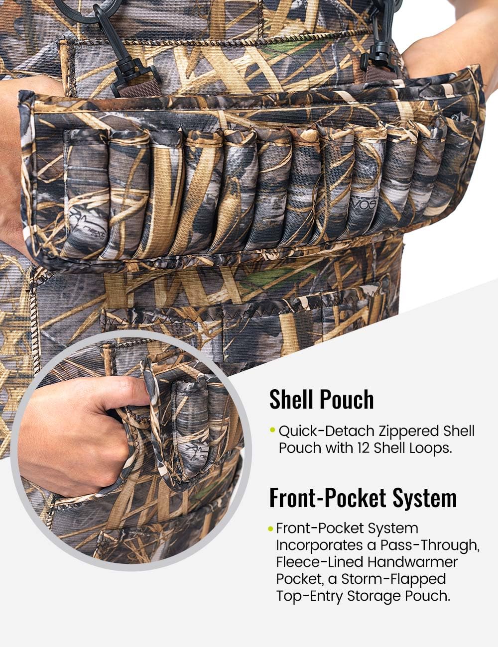 TIDEWE Hunting Wader, 5mm Neoprene Chest Waders with 1400 Gram Insulation Rubber Boots, Waterproof and Seam Sealed Bootfoot Chest Wader for Fishing and Hunting (Next Camo Evos Size 11)