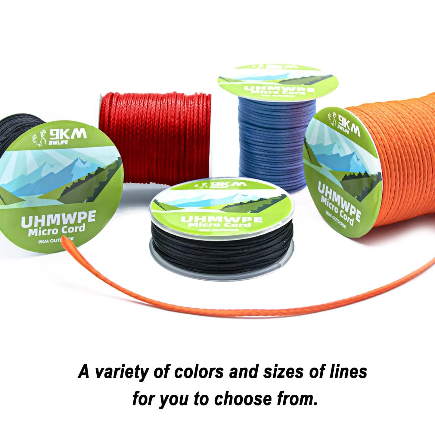 9KM DWLIFE 100% UHMWPE Braided Cord, 1.0mm Red 100ft 350lb Hollow Rope for Hammock, Kite, Fishing, Climbing, Camping
