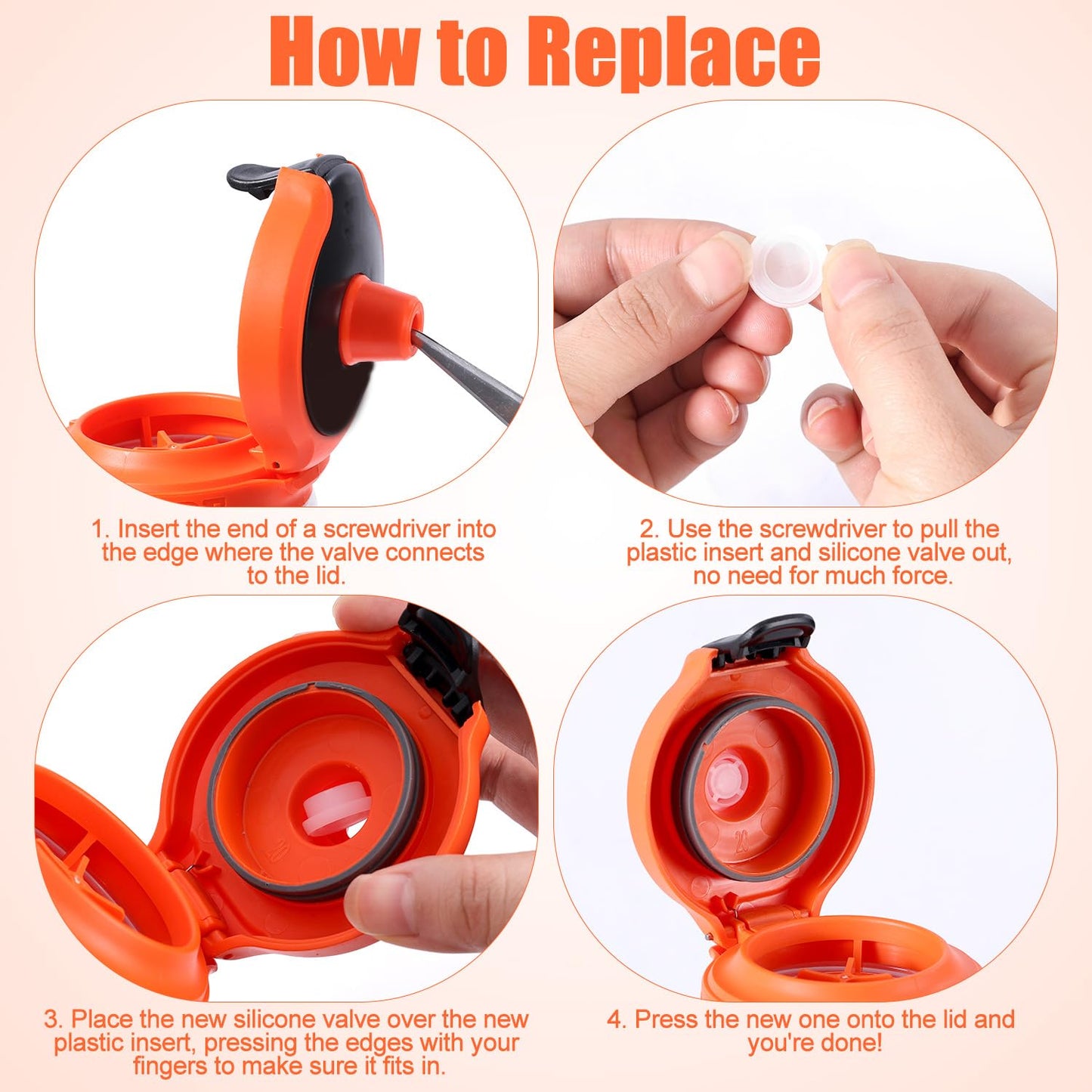10pcs Bottle Lid Replacement Compatible with Gatorade Water Bottle, Dispensing Valves Replacement Gasket Silicone Valve and Plastic Insert & Bottle Seal & Clip for Gatorade GX 30oz Part Accessories