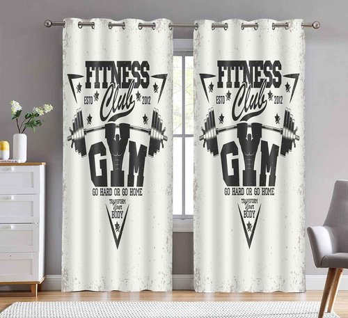 LshyMn Fitness Curtain 52x84 Inches Gym Dumbbell Aerobic Exercise Pattern Printed Window Drapes for Living Room Bedroom Home Decoration CLXTMN257