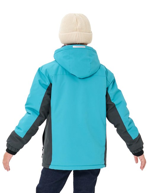 MoFiz Girls Ski Jacket Waterproof Fleece Lined Snowboard Jacket Warm Winter Jackets with Removable Hood Blue M