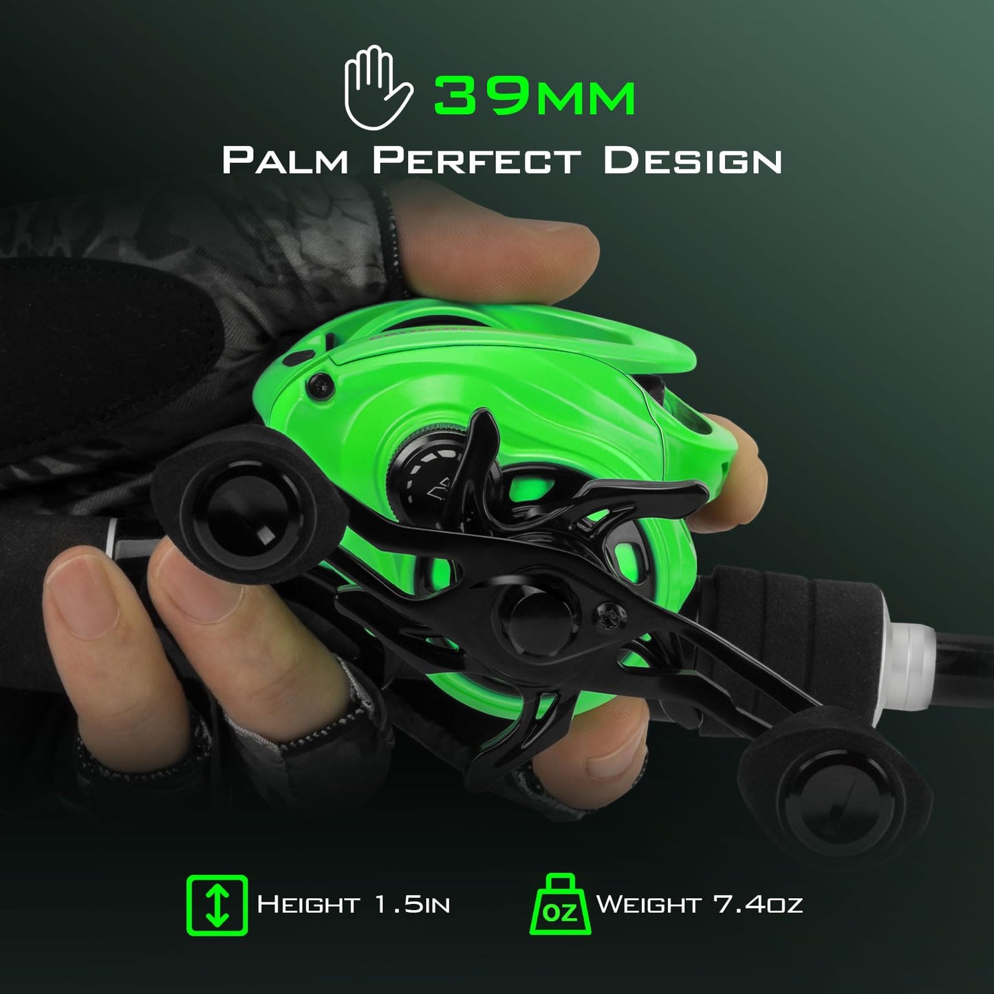 KastKing Zephyr Baitcasting Fishing Reel, Left Handed, Green