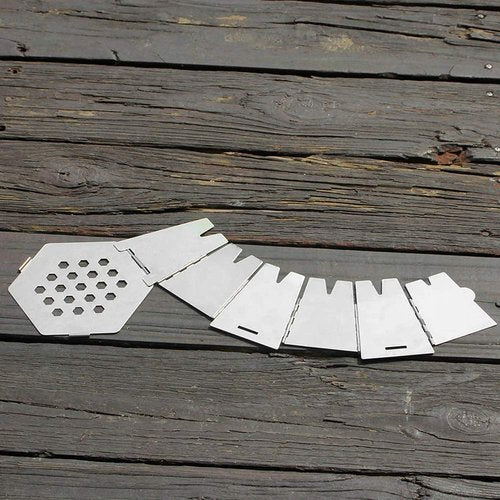 HUIOP Mini Folding Stainless Steel Hexagon Wood Stove - Portable Outdoor Camping Backpacking Cooking Stove