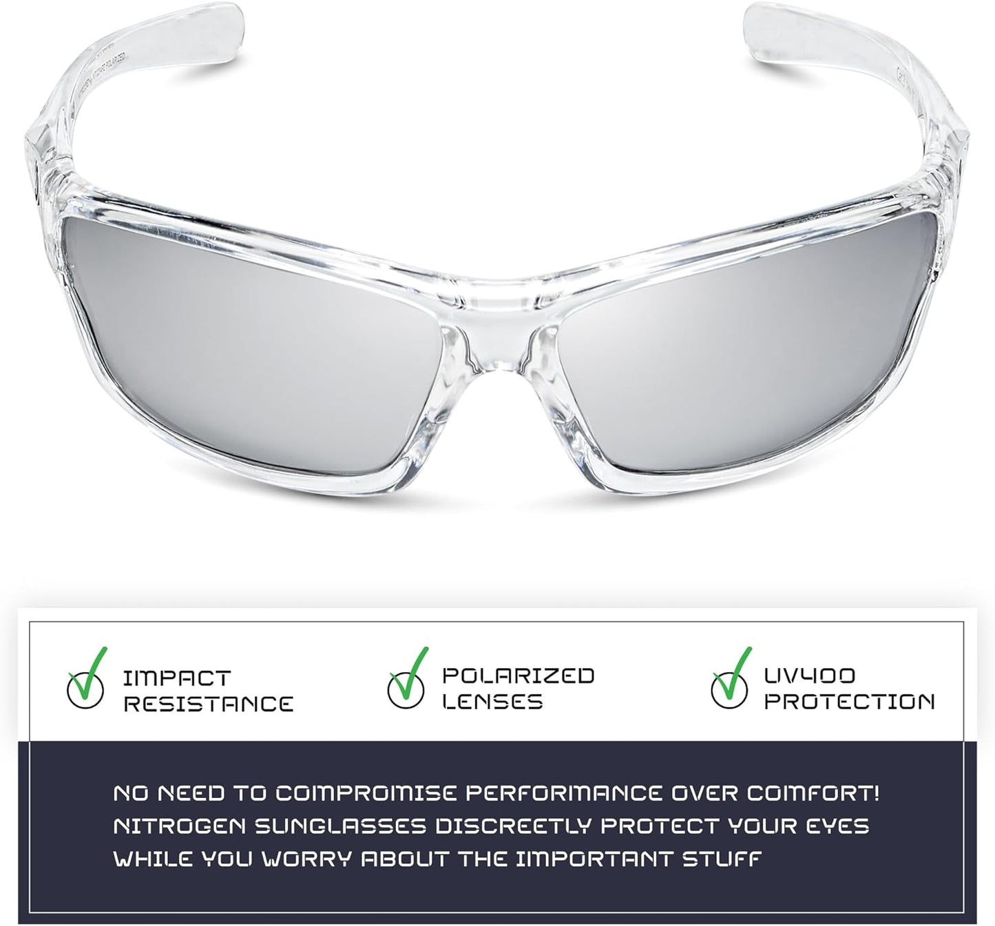 Nitrogen Polarized Wrap Around Sport Sunglasses for Men Women UV400 Driving Fishing Running Sun Glasses