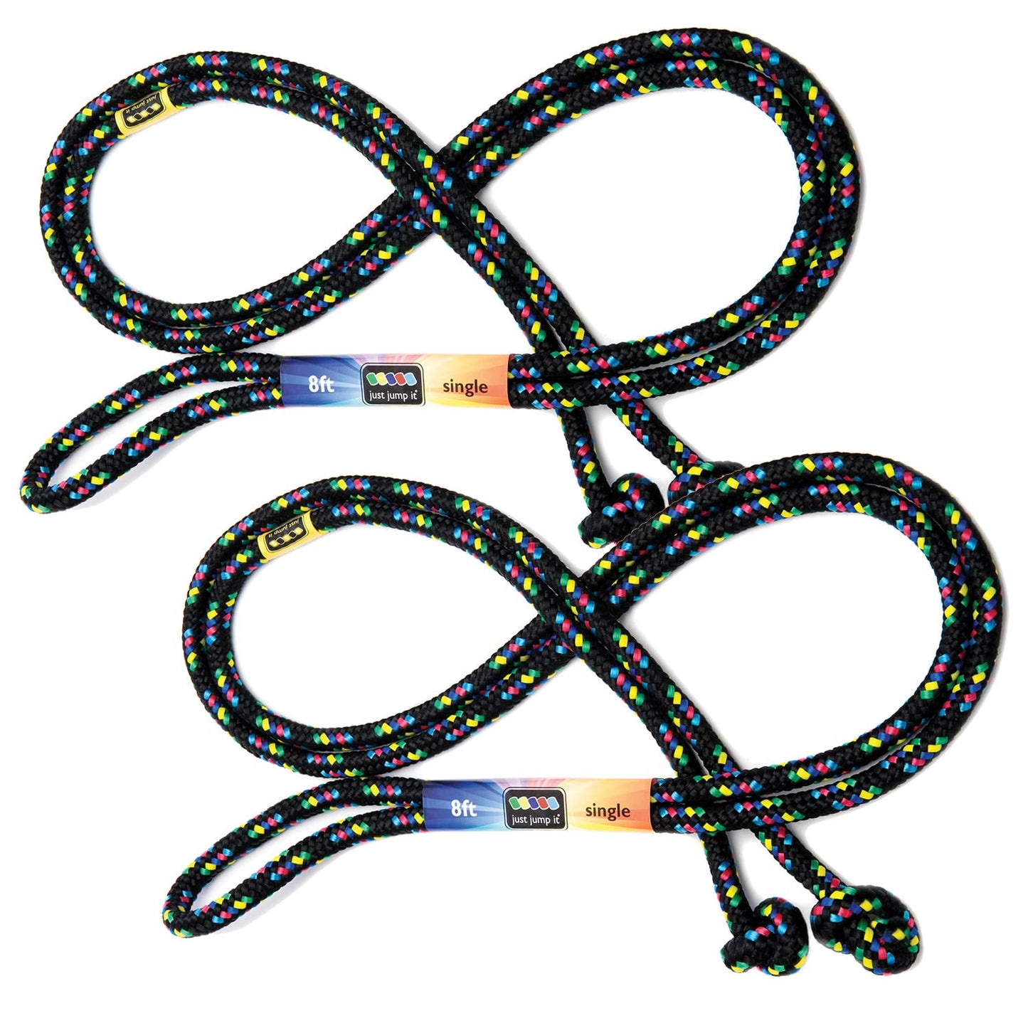 Just Jump It 8' Foot Jump Rope 2 Pack - Active Outdoor Youth Fitness Exercising Equipment - Kid Friendly Braided Nylon Gym Accessories