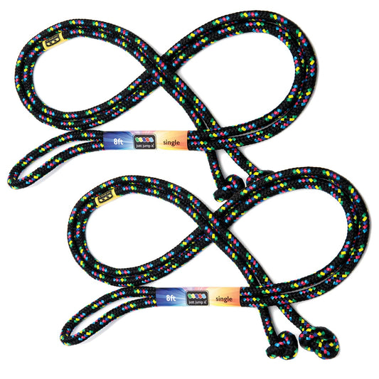 Just Jump It 8' Foot Jump Rope 2 Pack - Active Outdoor Youth Fitness Exercising Equipment - Kid Friendly Braided Nylon Gym Accessories