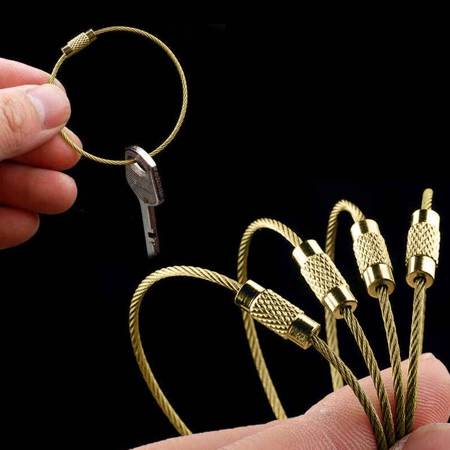 Large Key Ring Wire Stainless Steel Keychain Car Cable Keyring Loop Luggage Tag Hinge Keepers Binding Carabiner Big Locking