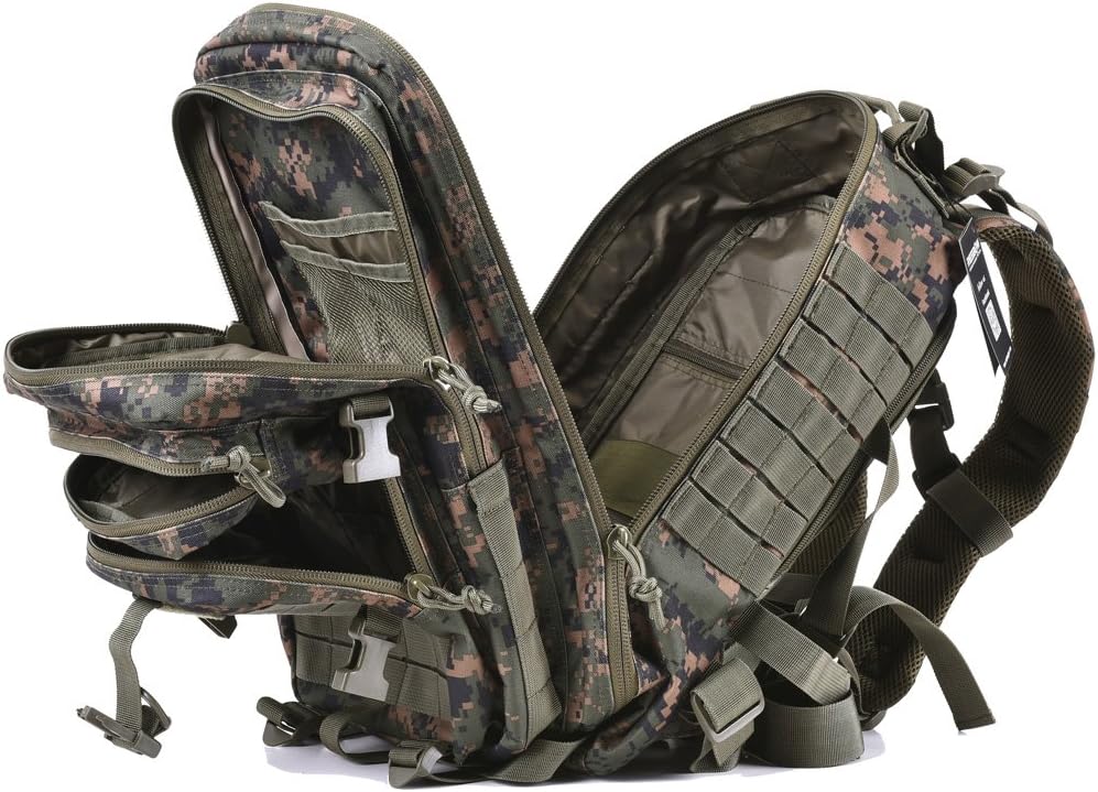 REEBOW GEAR Military Tactical Backpack for Men Large 34L Army 3 Day Assault Pack Molle Bag Backpacks (34L, Black)
