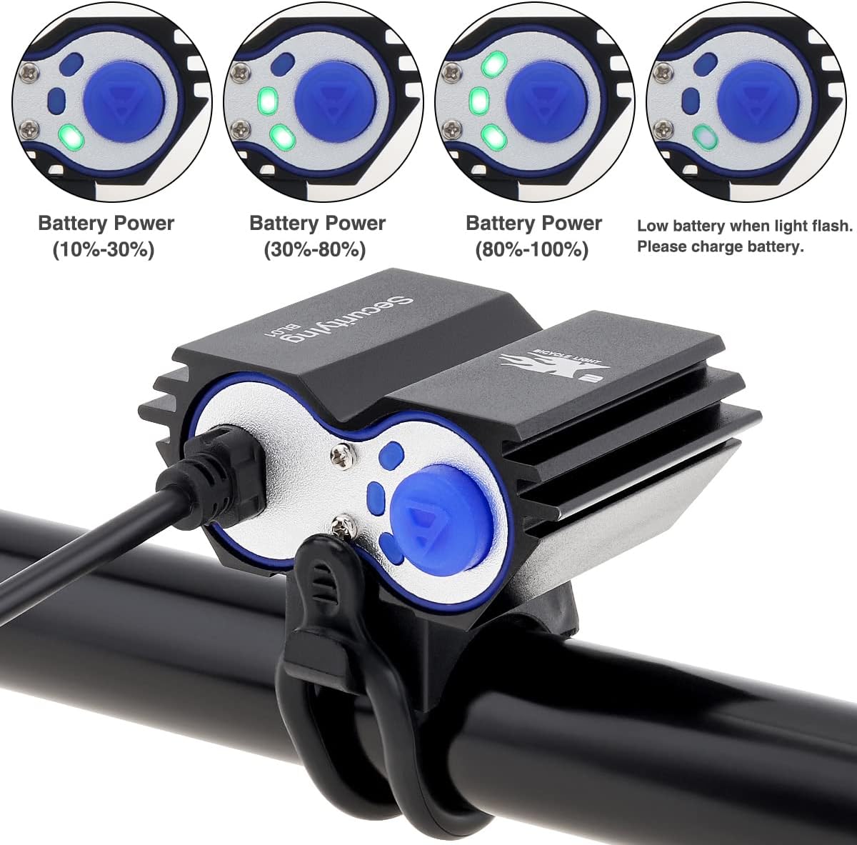 Waterproof 700 Lumens LED Bicycle Light 4 Modes Super Bright Bike Lamp Headlight + 8.4V Rechargeable Battery Pack + Charger for Camping, Cycling, Hiking, Riding