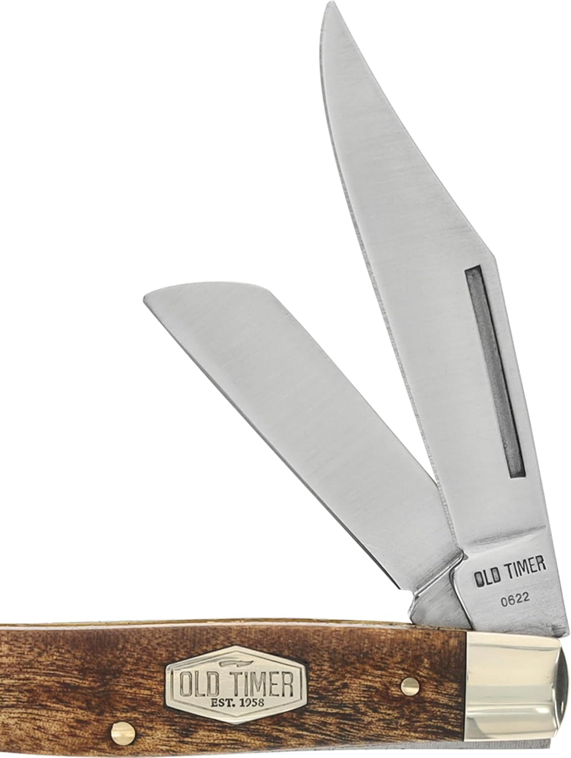 Old Timer 8OTW Senior 6.9in Traditional Folding Pocket Knife with 3 High Carbon Stainless Steel Blades, Desert Iron Wood Handle, and Convenient Size for EDC, Hunting, Camping, Whittling, and Outdoors