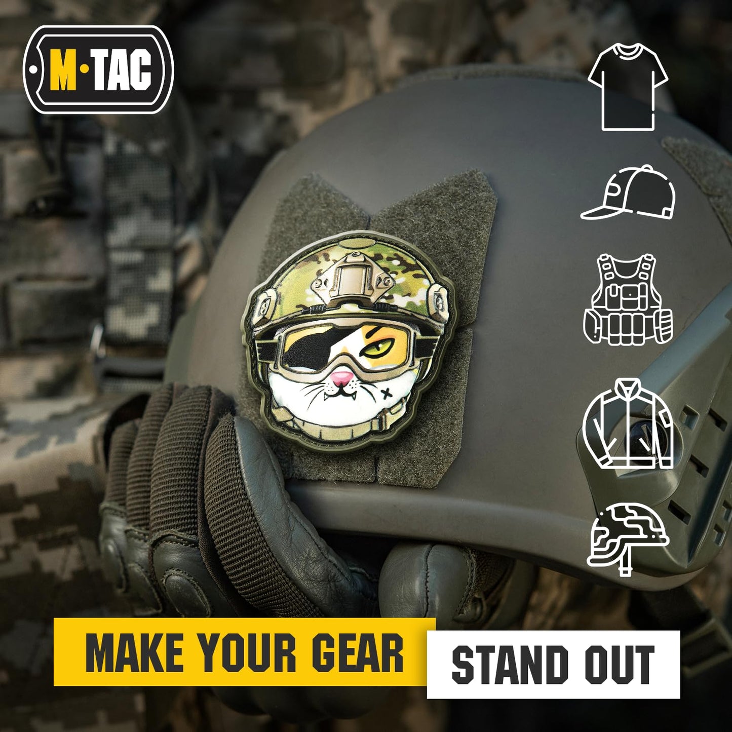 M-Tac Morale 3D PVC Patch MC - Funny Cat Badge for Tactical Military Army Gear with Hook Fastener (#12)