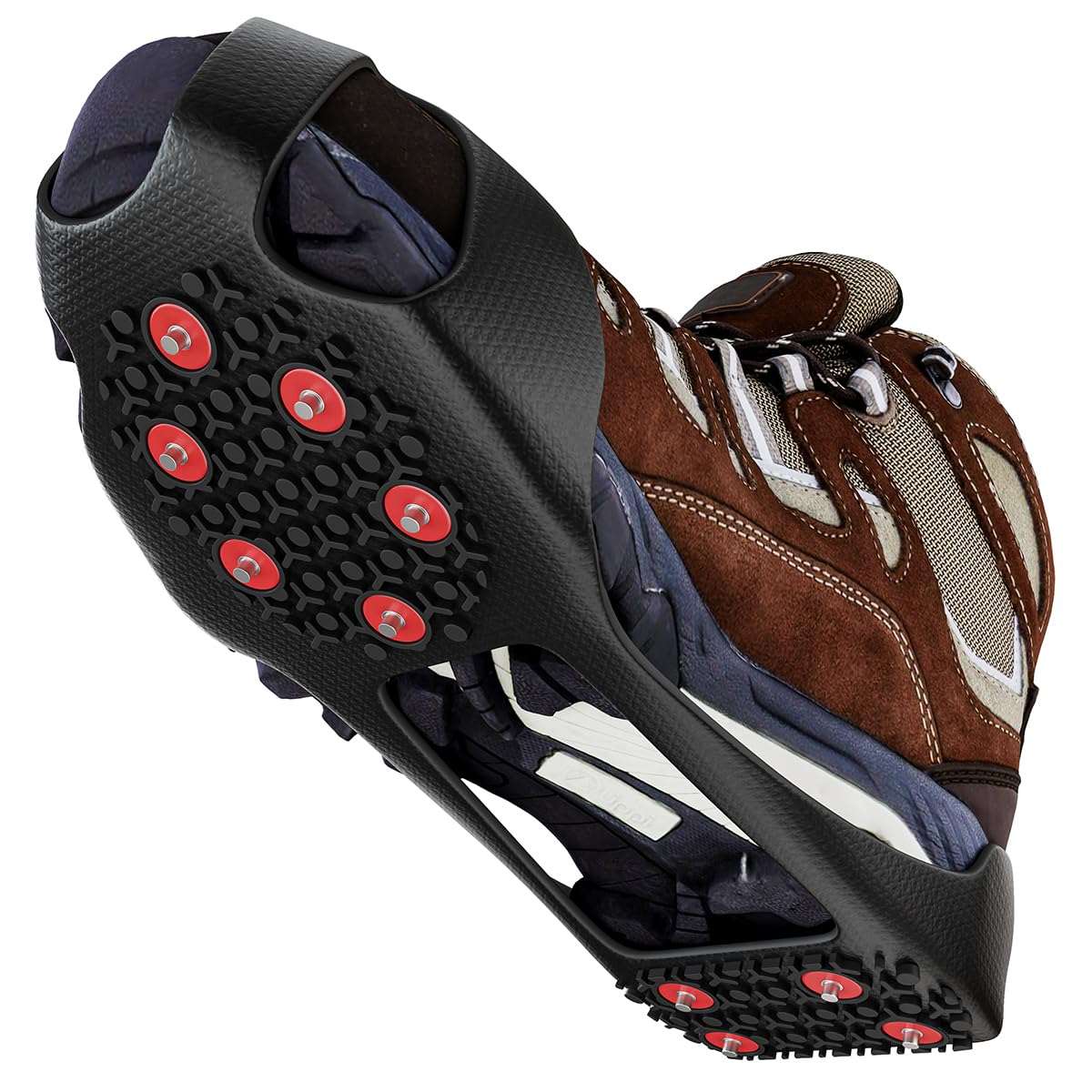 GT20 Light Ice Snow Grips Cleat Crampons Over Shoe/Boot Traction Cleat Slip-on Stretch Footwear (Balck, X-Large)