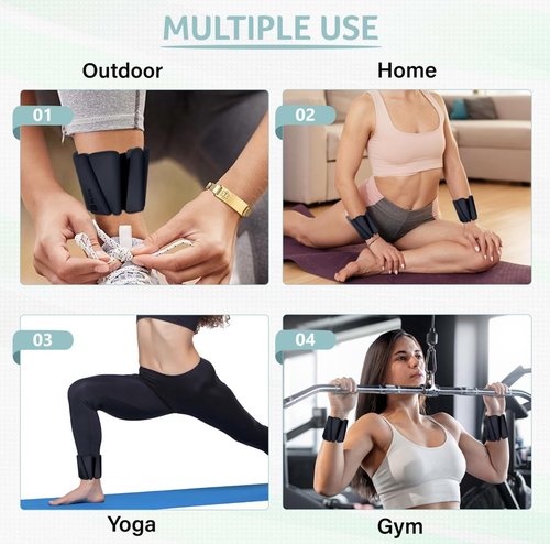 Adjustable Silicone Wrist & Ankle Weights-Set of 2(1 lb Each)-Comfortable & Stylish Arm Or Leg Weights For Women And Men-Ideal For Running, Walking, Yoga, Pilates, Barre, Home Workouts