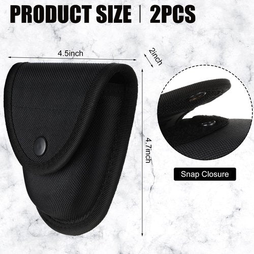Silkfly 2 Pcs Heavy Duty Handcuff Case Handcuff Holder Cuff Holster Standard Pouch Fit Hinged/Chain Cuff Case for Duty Belt Accessories Security Vest Law Enforcement Police Officer(Snap,Nylon)