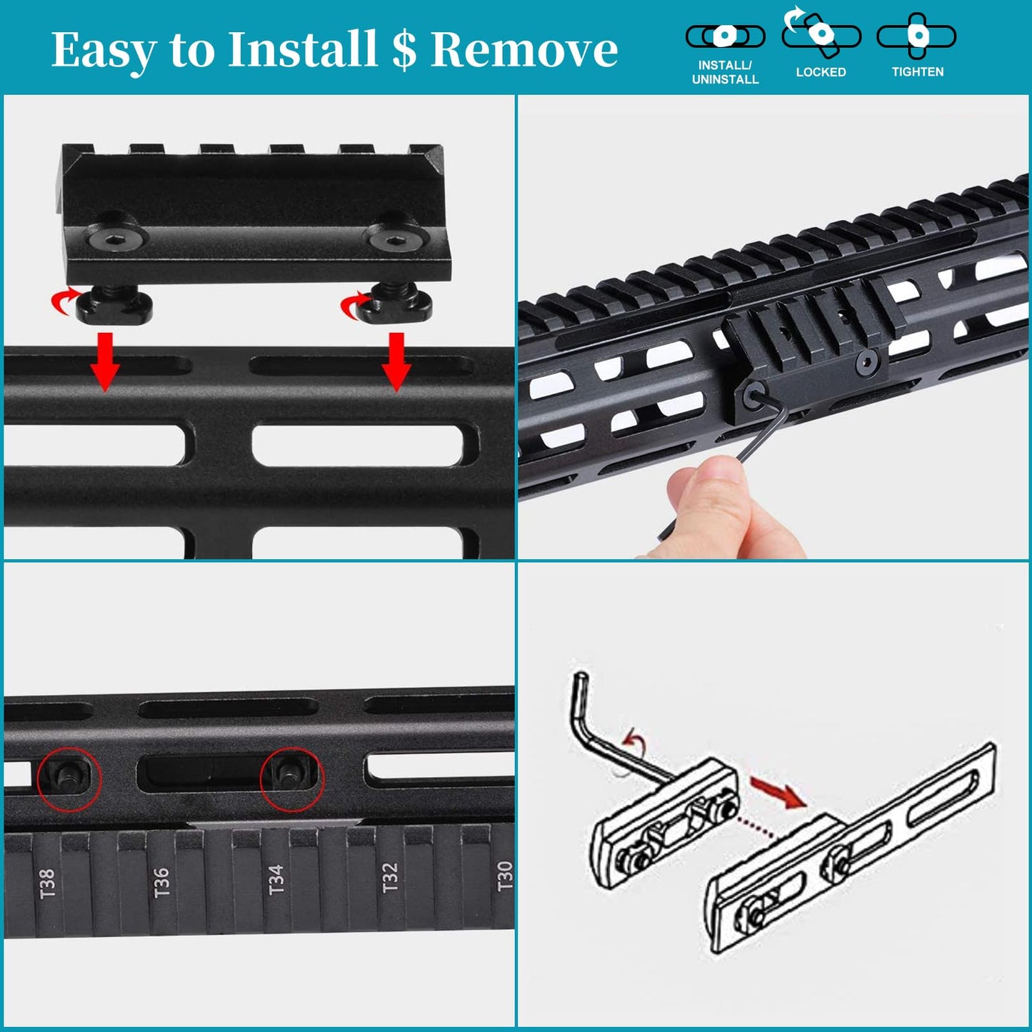 Karatgold 45 Degree Offset Single Picatinny Rail Mount, 3 Slot+5 Slot