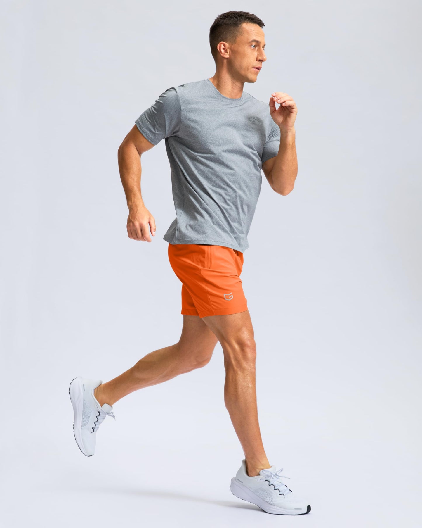 Men's Athletic Running Shorts with Zipper Pockets Quick Dry 7"/ 5"/ 9" Workout Gym Shorts for Basketball Hiking(Orange,5XS)