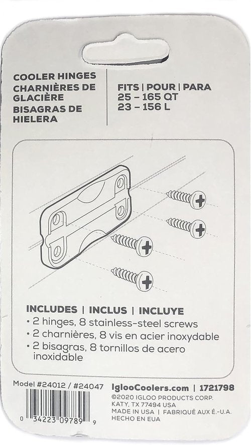 Igloo 24012 Plastic Hinges for Ice Chests (1-Pair), White, Standard Size, Contain UV Inhibitors