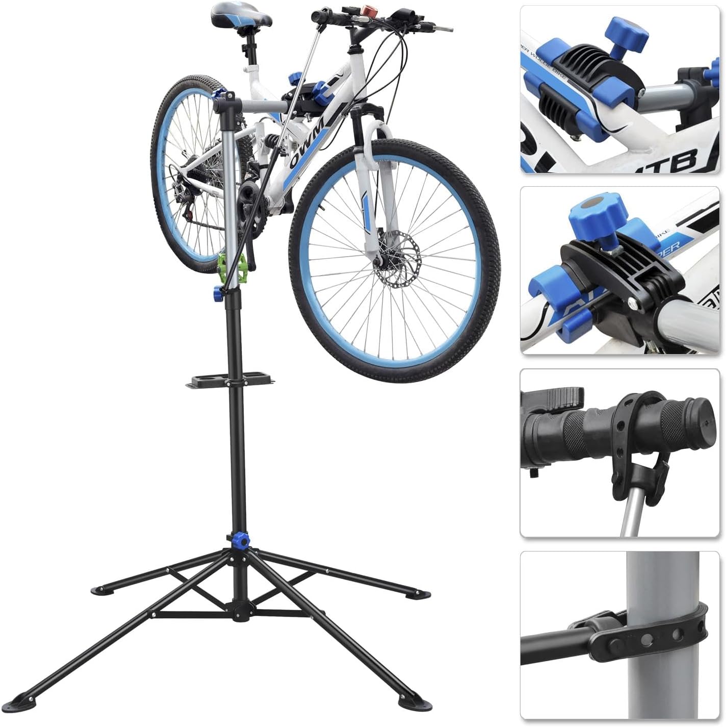 Yaheetech Bike Repair Stand - Height Adjustable Bicycle Workshop Stand with Tool Tray for Road & Mountain Bikes, Red/Blue