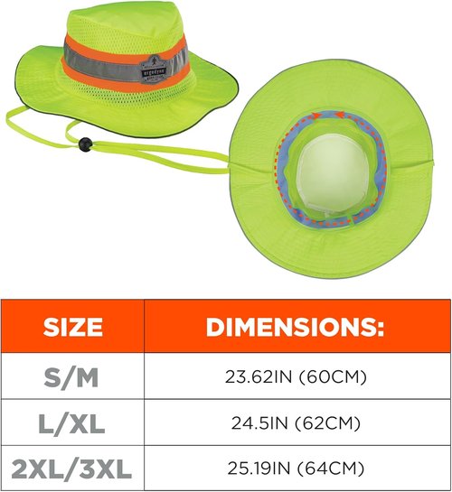 Ergodyne Chill Its 8935CT Cooling Ranger Sun Hat, PVA Cooling Relief, High Visibility, Reflective