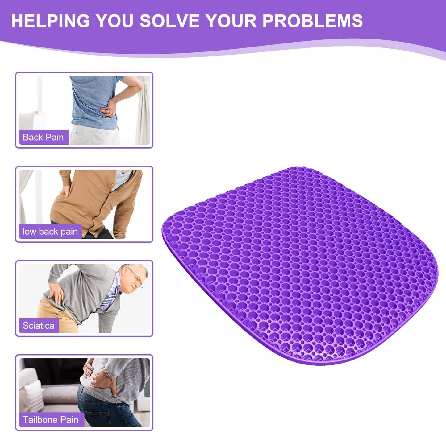 Large Gel Seat Cushion for Long Sitting with Non-Slip Cover,Soft & Breathable,Seat Cushion for Chair,Car,Office,Desk Chair,Wheelchair (17" x 15")