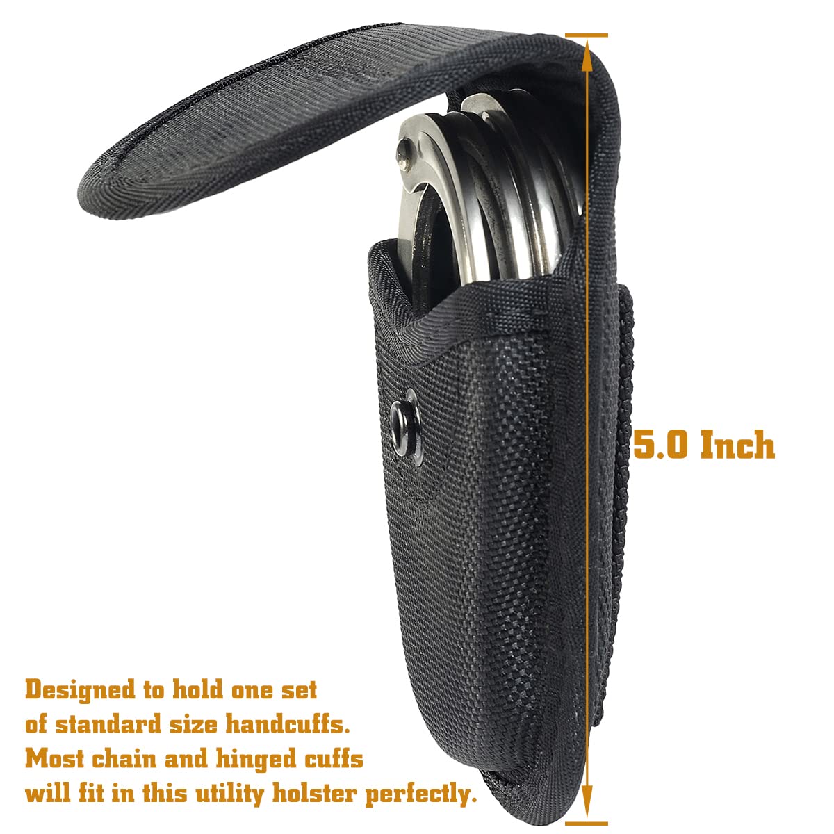 SdTacDuGe Molded Handcuff Pouch, Hidden Snap Case for Duty Belt, Law Enforcement Professional Holder, Police Ballistic Nylon