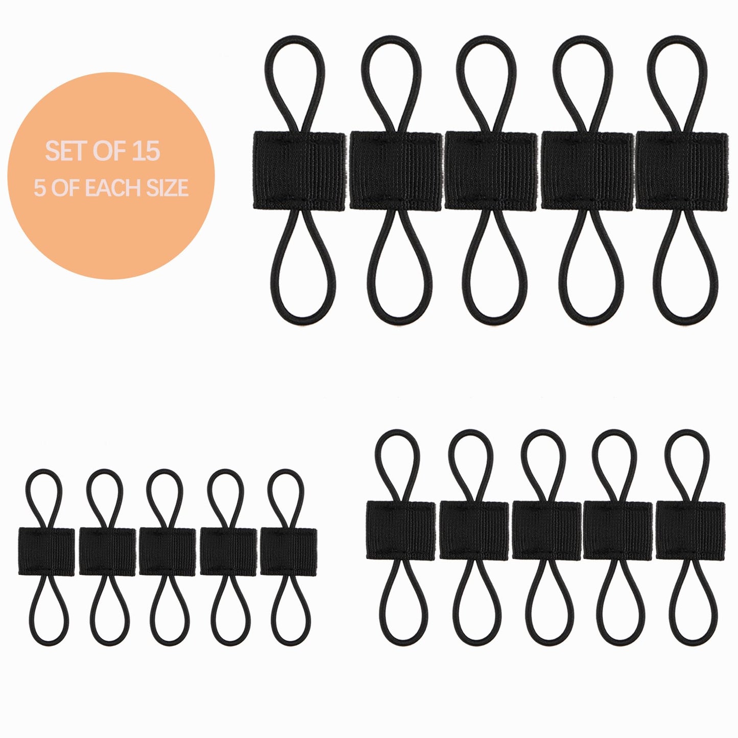 15 Pack Molle Attachments, Molle Webbing Binding Ribbon, Tactical Gear Holder Clip, Backpack Accessories, Molle Web Dominator Elastic Strings Buckle, Multipurpose Tactical Bag Accessories (Black)