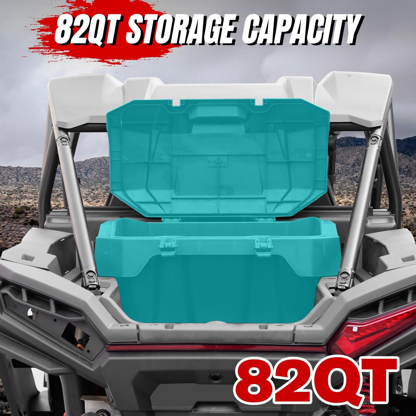 A & UTV PRO 82 QT UTV Rear Cargo Box for 2024 2025 Polaris RZR XP 1000 Accessories, Water Resistant Cargo Storage Bin with Two Lockable Latches for Polaris RZR XP 1000/ XP 4 1000, Replace OEM #2889611