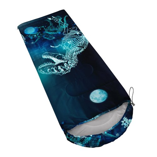 Sleeping Bags for Adults and Kids Camping Sleeping Bags for Girls and Boys Lightweight Waterproof Cold/Warm Sleeping Bag for 3 Season (Blue Dinosaur, Single -31.5x90.5)