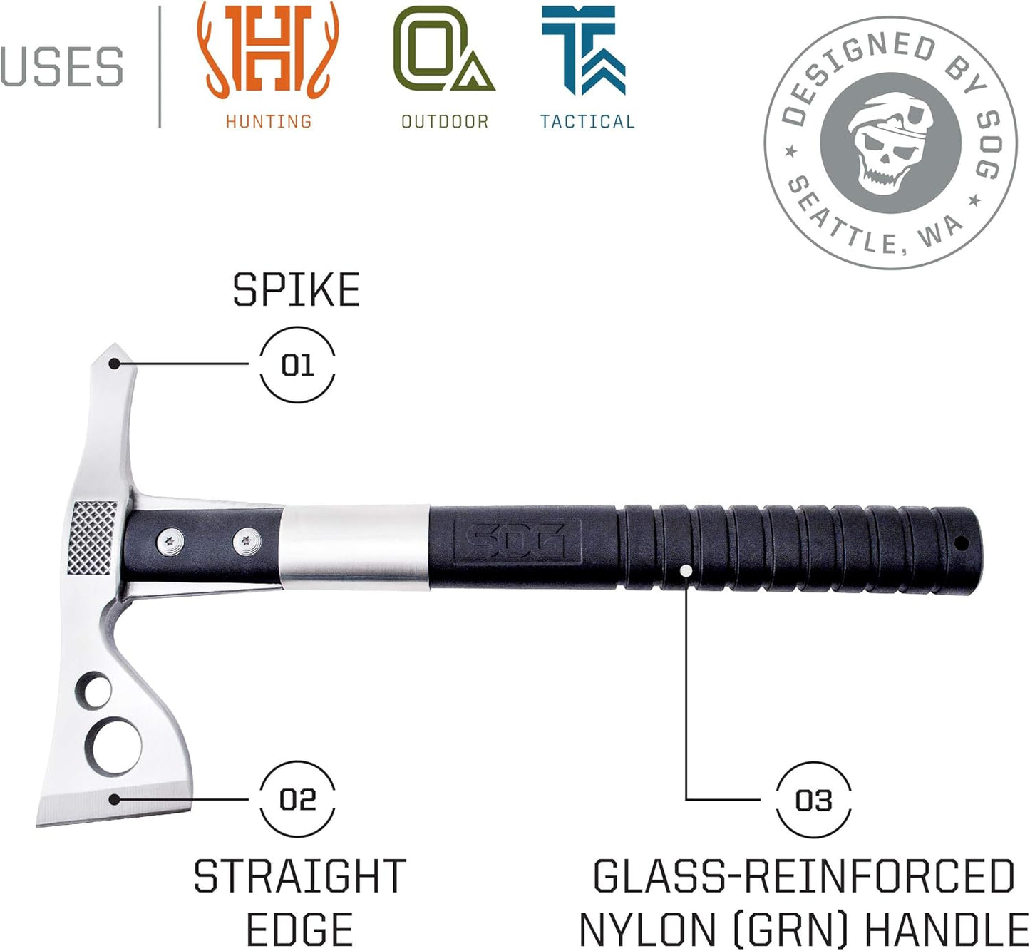 SOG FastHawk- Lighter, Faster, Agile Throwing Hatchet, Versatile Survival Tactical Axe for Competition Throwing and Camping, Hunting and Packing-Black (F06TN-CP)
