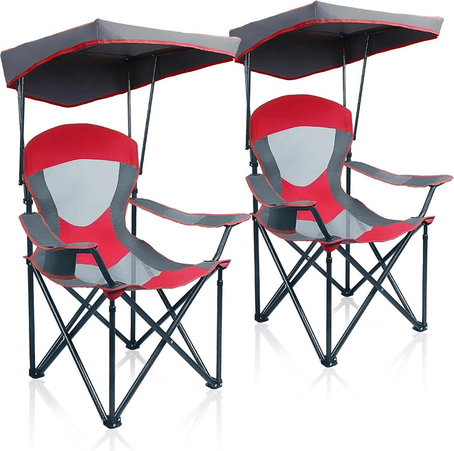 ALPHA CAMP Heavy Duty Canopy Lounge Chair Sunshade Hiking Travel Chair with Cup Holder