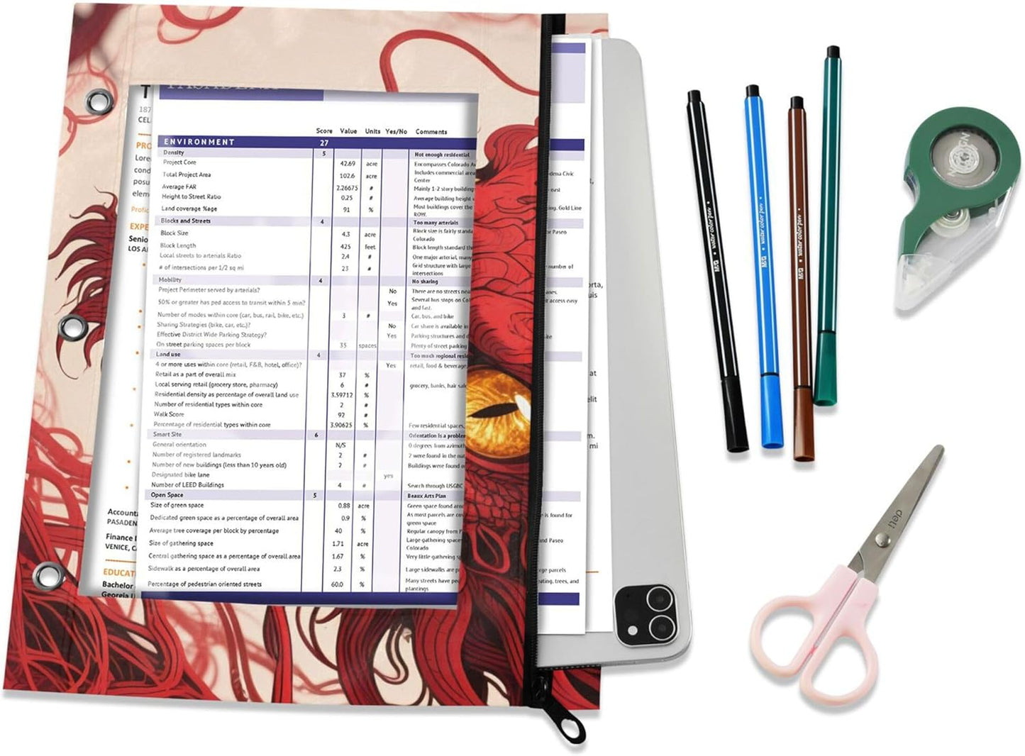 Largemouth Bass Fish 2 Pack 3 Ring Binder Pocket A4 Size Binder Pouches Clear PVC Loose Leaf Folder Sleeves Storage Bags for Files, Documents