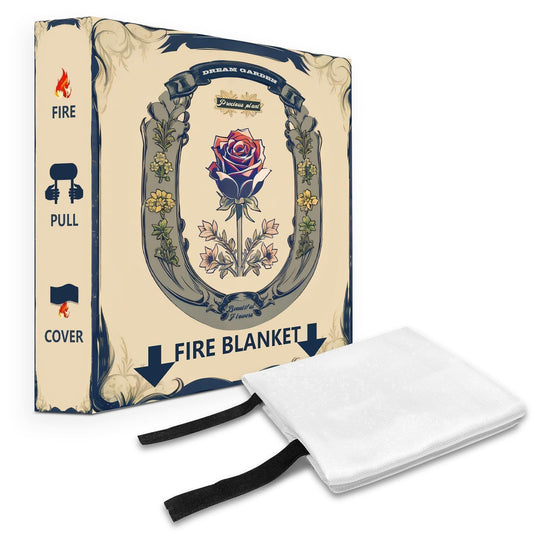 KIMIBOX Fire Blanket with Decoration Cover, 47x47 inches Fiberglass Fire Emergency Blanket, Flame Suppression Retardant Fireproof Survival Blanket, Rose
