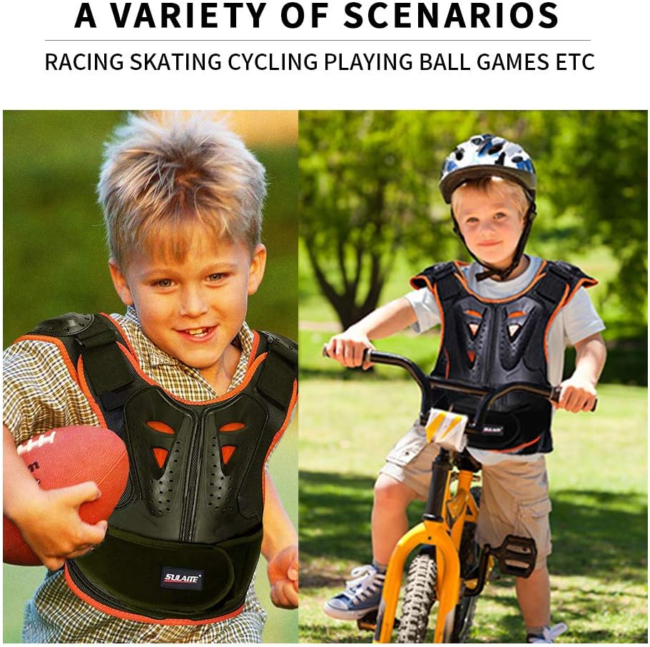 Kids Chest Protector, Dirt Bike Motorcycle Motocross Protective Armor, Youth Riding Biking Vest Jacket, Full Body Back Spine Armor Gear Guard Protection