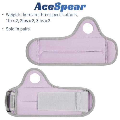 AceSpear Wrist Weights with Thumb Loops Lock for Men Women 1lb*2 2lbs*2 3lbs*2 Ankle Weights Weighted Gloves for Running Strength Training Walking Exercises (Purple, 1 lb x 2)
