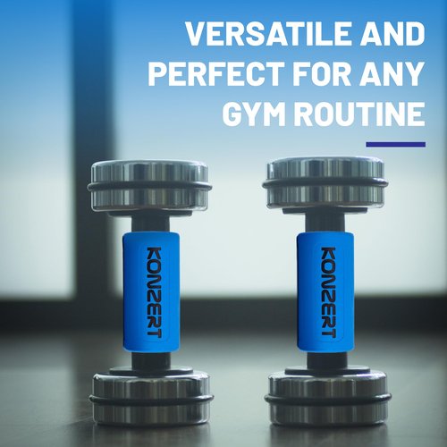 Konzert Grip Strength Trainer - Dumbbell & Bar Grips for Lifting, Forearm Training, Pull Up Handles, Weightlifting Workout Equipment, Thick Rubber Grips, Barbell Attachments, Gym Workout Gripper