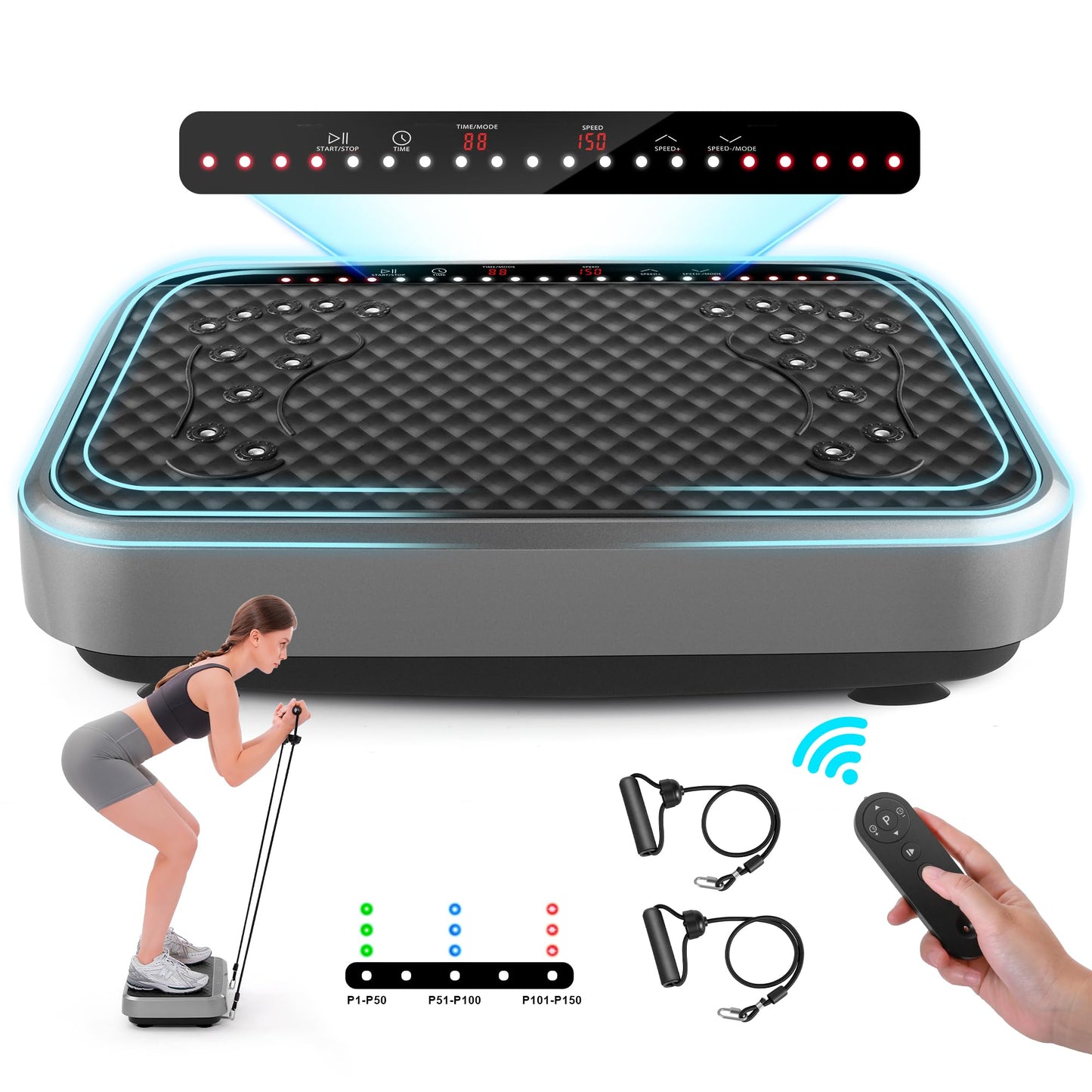 2025 New Vibration Plate Exercise Machine, TAWOM Vibration Plate for Lymphatic Drainage,Whole Body Fitness Platform for Weight Loss,Dynamic Workout Lights,Home Gym Workout for Women & Men - Grey