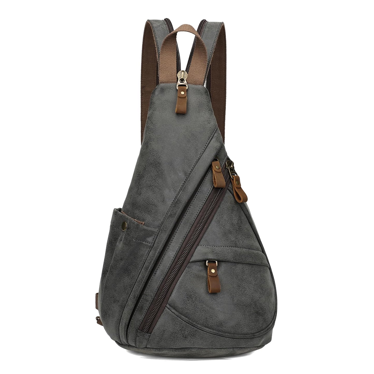 KL928 PU Leather Sling Bag - Small Crossbody Backpack Shoulder Casual Daypack Rucksack for Men Women