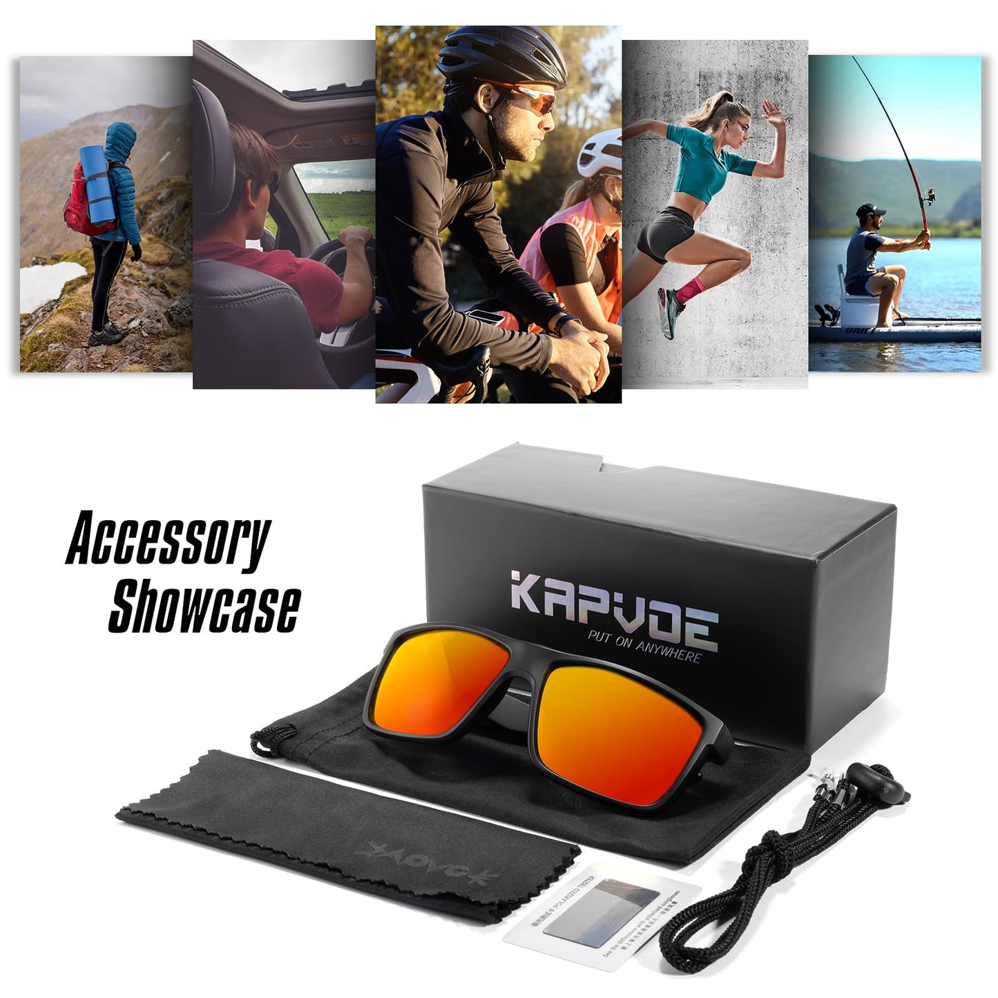 KAPVOE Polarized Sports Glasses Sunglasses UV400 Protection for Men Women Running Golf Cycling Fishing MTB Driving Baseball Softball Outdoor 01