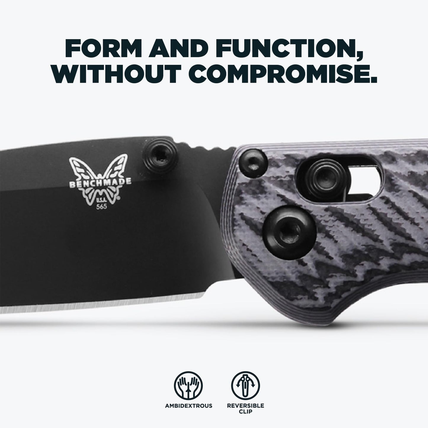 Benchmade - Mini Freek 565BK-2 EDC Knife with Gray/Black G10 Handle (565BK-2)