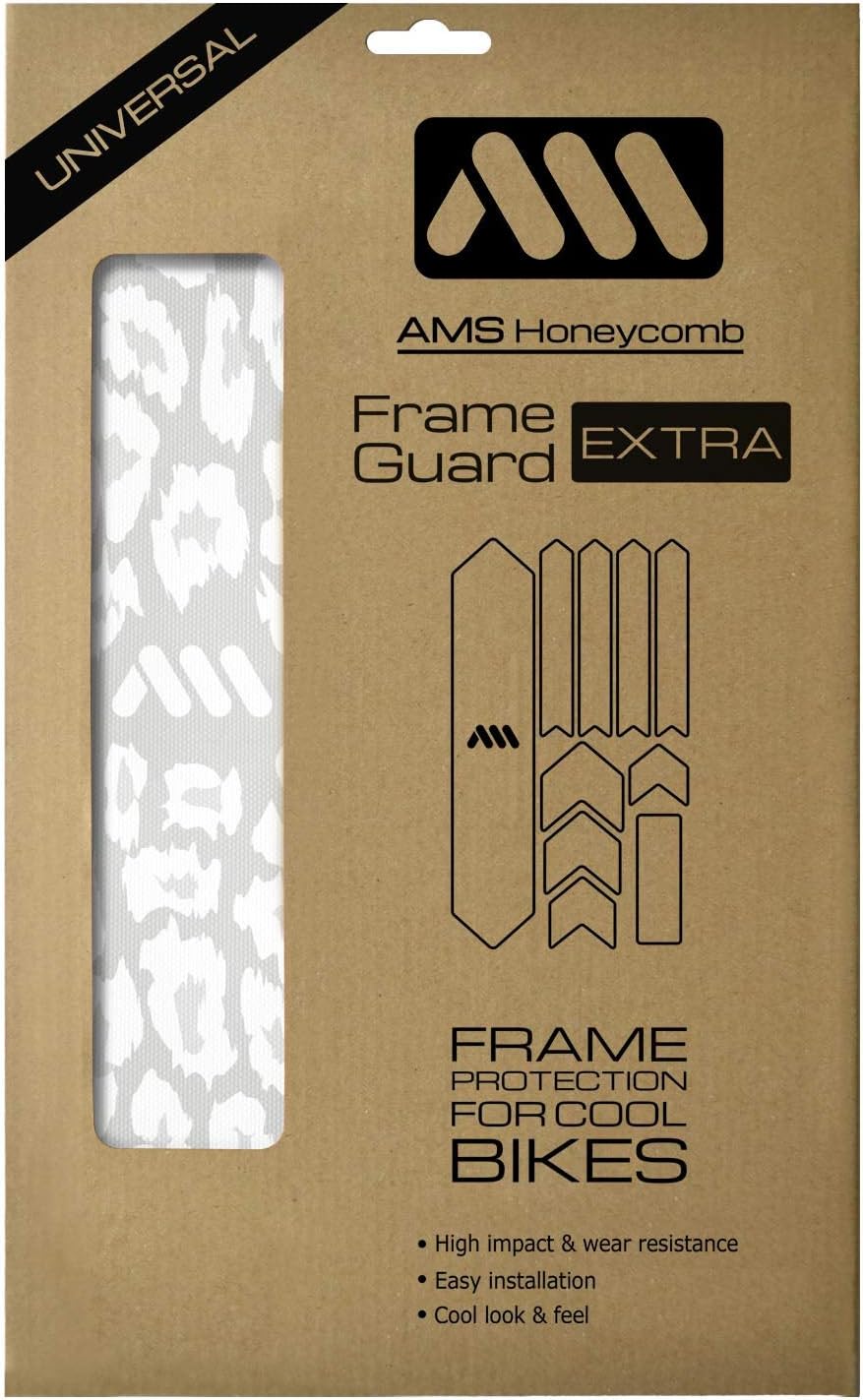 All Mountain Style Bike Frame Protector Extra - Universal Fit, 10-Piece Set for Down Tube, Chainstay, Cable Wear, High-Impact Honeycomb PVC