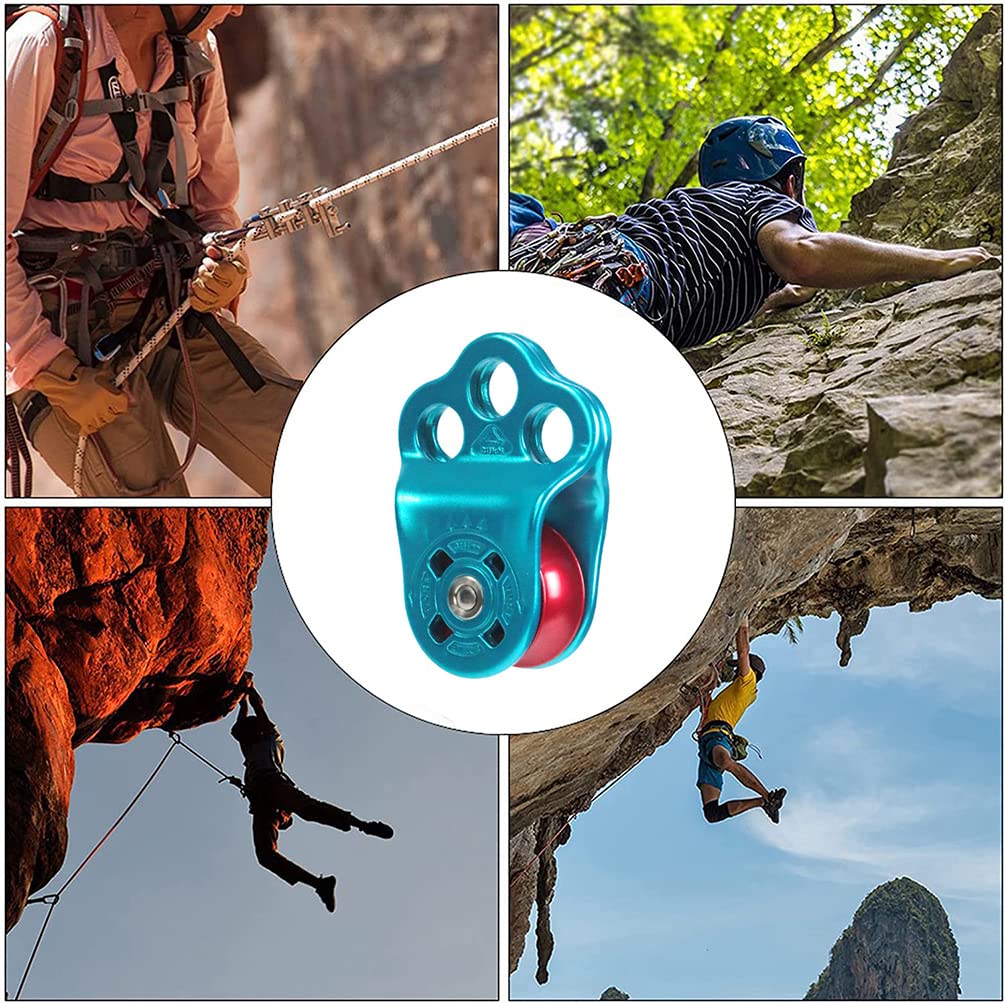 JOTOUCH Climbing Pulley,30KN Three Holes Ball Bearing Single Pulley,Rock Climbing Pulley for 14mm Rope Hauling, Rock Climbing, Rescue Applications, Zipline Sports Etc