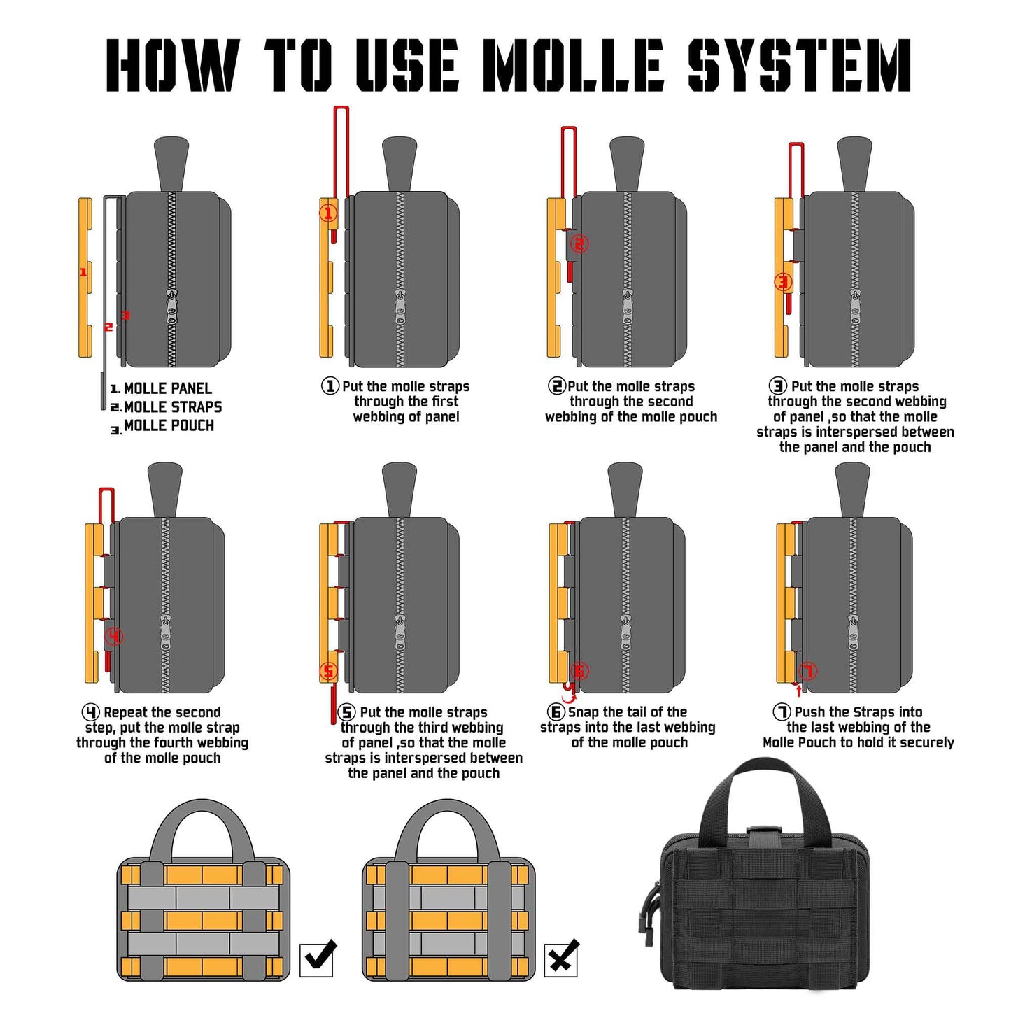 1000D Laser Cut Ifak Pouch, Upgrade Tactical Molle Rip Away EMT First Aid Ifak Pouches Medical Empty Bag for Duty Belt Backpack Vest