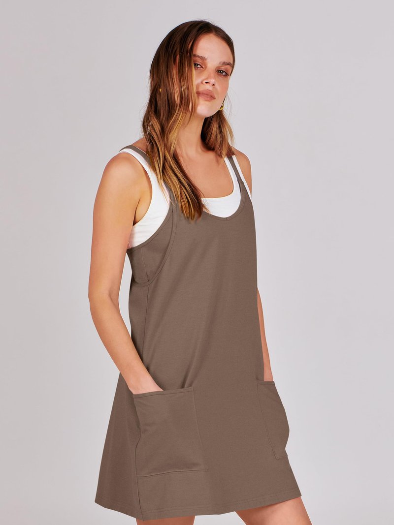ANRABESS Women Athletic Dress Summer Tennis Workout Active Sports Mini Romper Dress Built in Shorts Travel Vacation Clothes Coffee X-Large