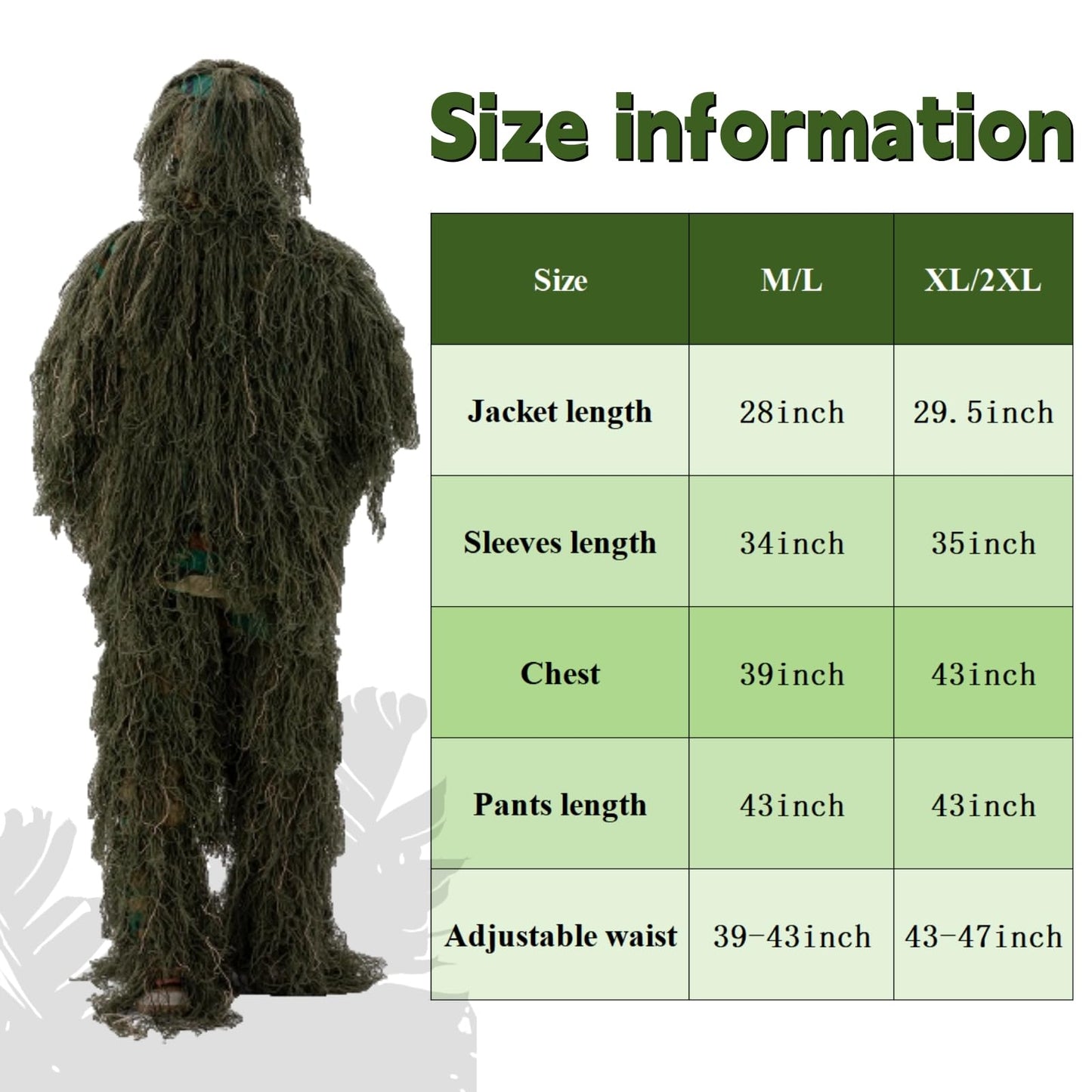SETLUX Ghillie Suit for Men, Gilly Suit for Adults Camo Hunting Clothes 3D Woodland Camouflage Suits for Hunting(Desert 2XL)
