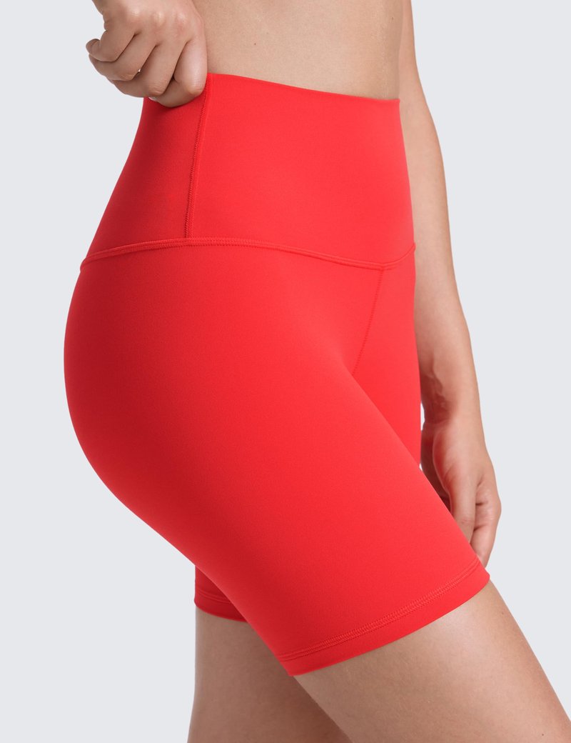 CRZ YOGA ButterLuxe Biker Shorts 6" - High Waisted Workout Running Volleyball Spandex Yoga Womens Deep Red X-Large