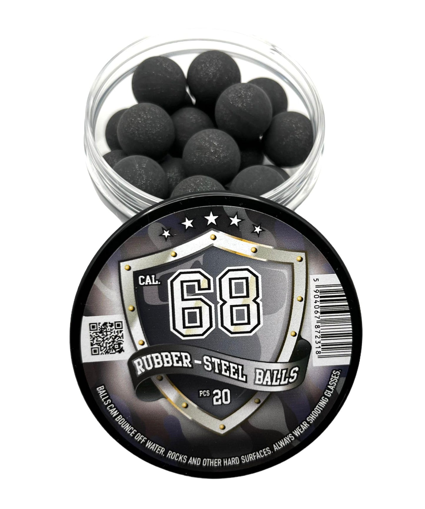20 x Premium Quality Hard Mix Rubber Steel Balls Paintballs Reballs for Shooting Training Self and Home Defense Pistols in 68 Caliber