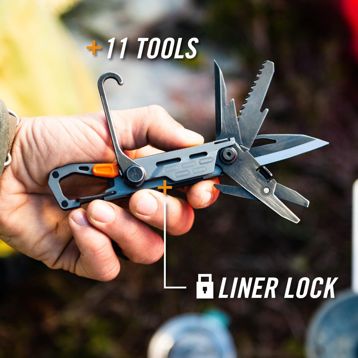 Gerber Gear Stake Out 11-in-1 Multi-tool - 2.2" Plain Edge Blade, Tent Stake Puller, Carabiner Carry - EDC Gear and Equipment - Bronze