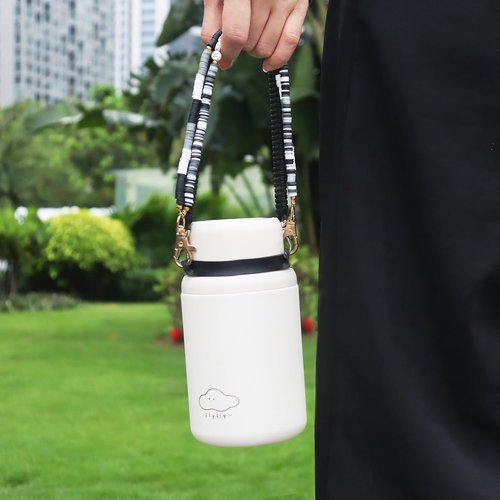 Black Gray Stanley Cup Holder with Strap, Silicon Water Bottle Handle, Carrier, Lanyard, Holder with Strap, Reputation Beads Stanley Handle, Tumbler Suitable Stanley Cup Accessories 8-40oz