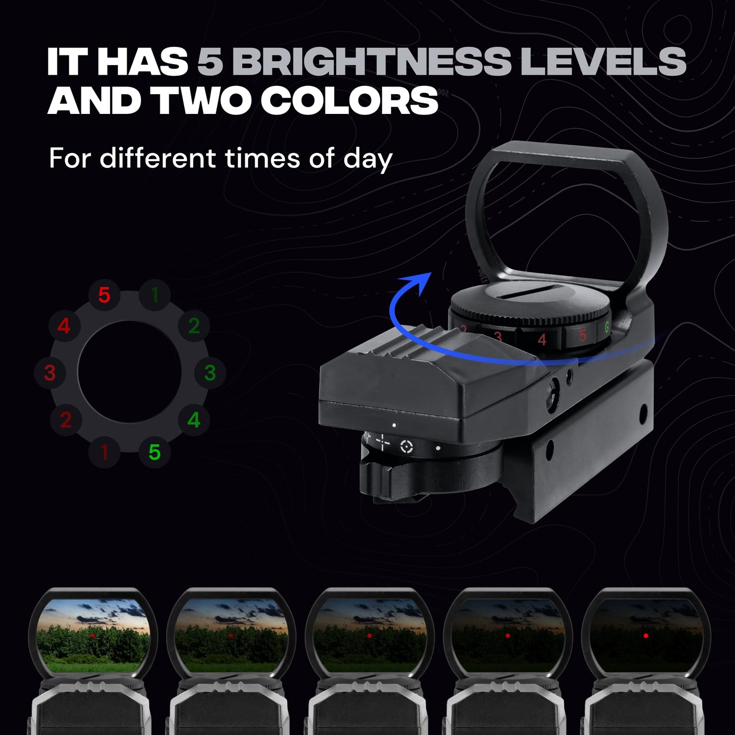 BALLISTA 1x23x34mm Tactical Reflex Green Red Dot Sight Optic with 20mm Rail Mount for Hunting Shooting, Battery Included