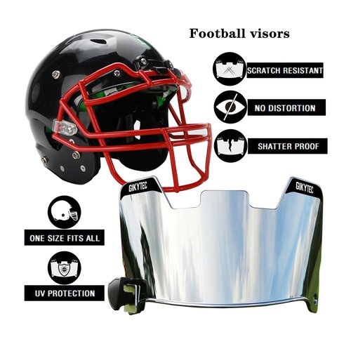 GIKYTEC Football Visor Football Helmet Visor Scratch Resistant Facial Protection Visor Fits Youth and Adult Football Helmets(Clear Silver)